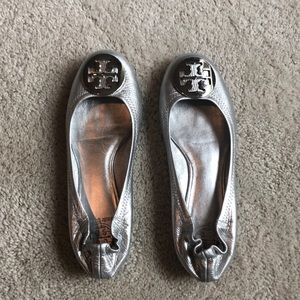 Tory Burch Silver Reva Flats